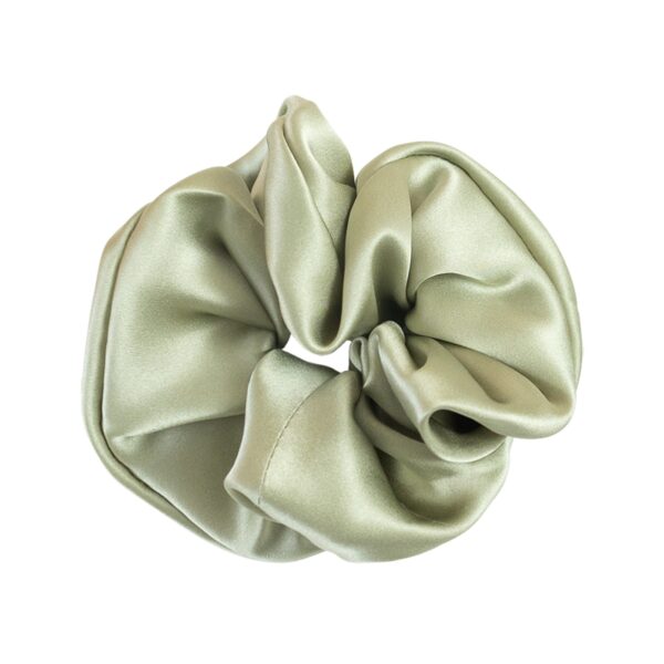 Silken Hair Silk Scrunchie Hair Tie Pale Olive