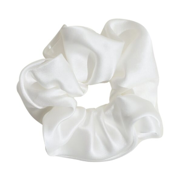 Silken Hair Silk Scrunchie Hair Tie White