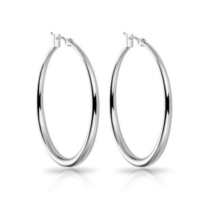 Silver Plated 40mm Hoop Earrings