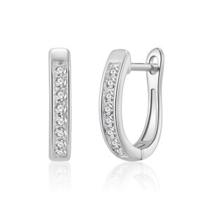 Silver Plated Channel Set Hoop Earrings Created with Zircondia® Crystals