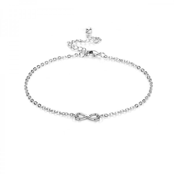 Silver Plated Infinity Anklet Created with Zircondia® Crystals