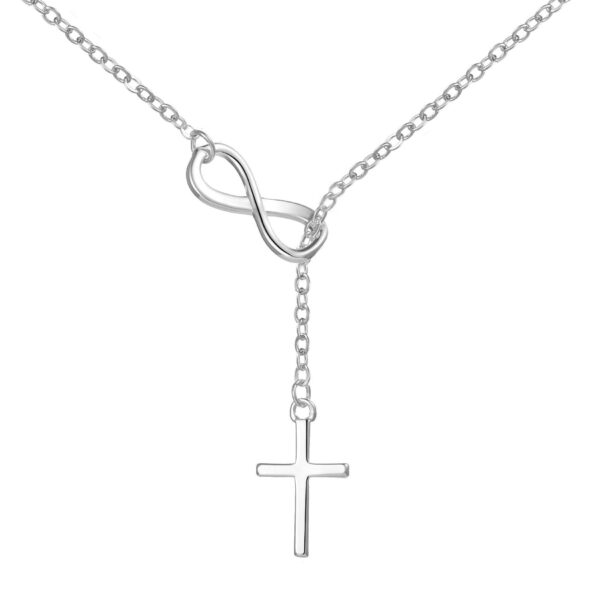 Silver Plated Infinity with Cross Necklace