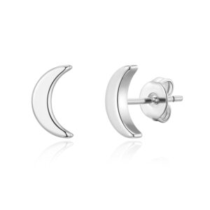 Silver Plated Moon Stud Earrings