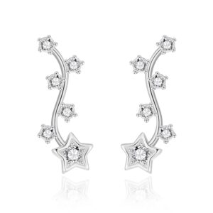 Silver Plated Star Climber Earrings Created with Zircondia® Crystals