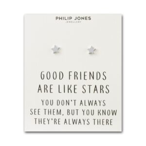 Silver Plated Star Stud Earrings with Quote Card