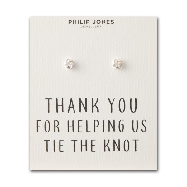 Silver Plated Thank You for Helping us Tie The Knot Earrings with Quote Card