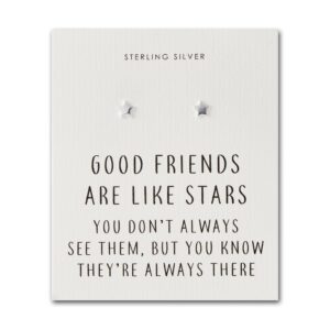 Sterling Silver Friendship Quote Star Earrings