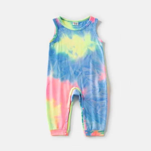 Tie Dye Short sleeve Bodycon T shirt Dress for Mom and Me