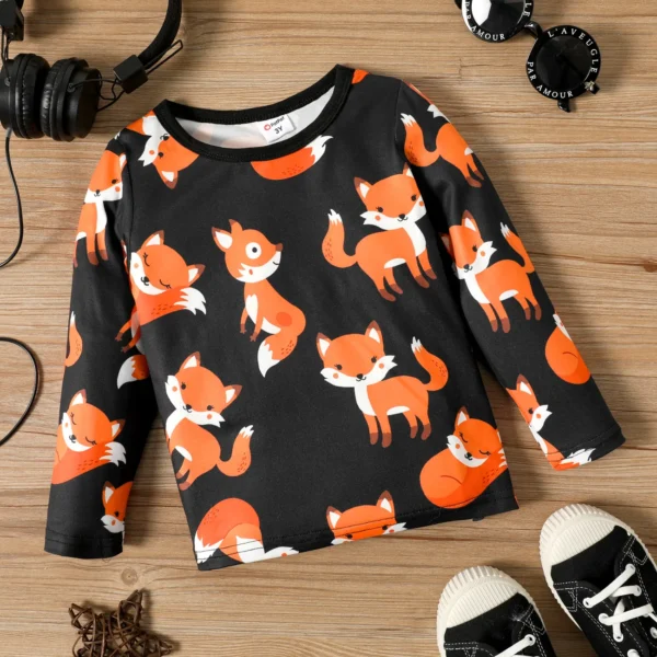 Toddler Boy Fox Print Long sleeve Tee