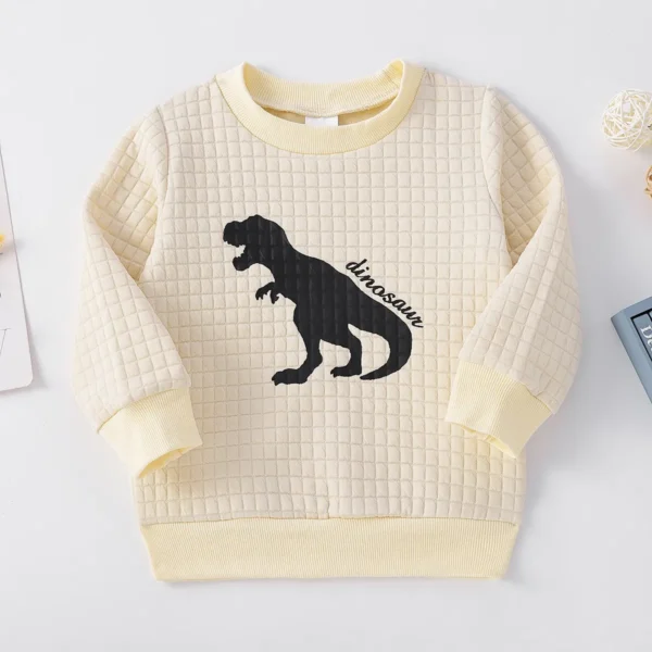 Toddler Boy Letter Dinosaur Print Textured Pullover Sweatshirt