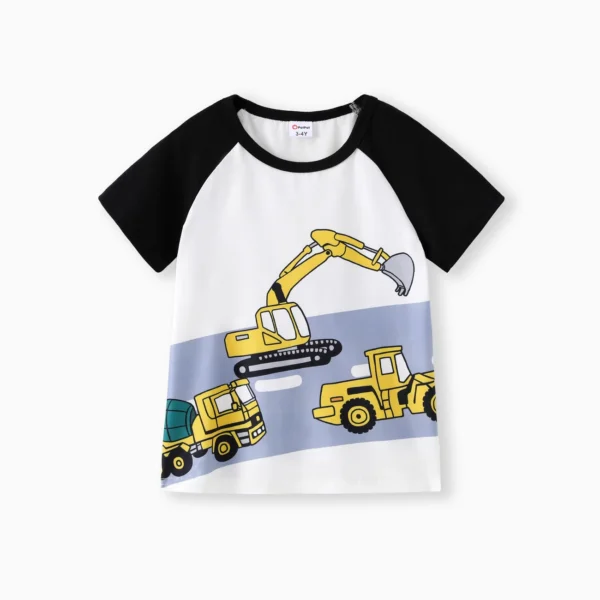 Toddler Boy Vehicle Print Colorblock Short sleeve Tee