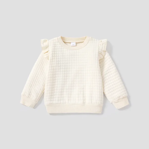 Toddler Girl Textured Ruffled Solid Pullover Sweatshirt