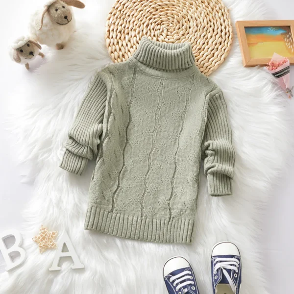 Toddler GirlBoy Solid Cable Knit Turtleneck Sweater