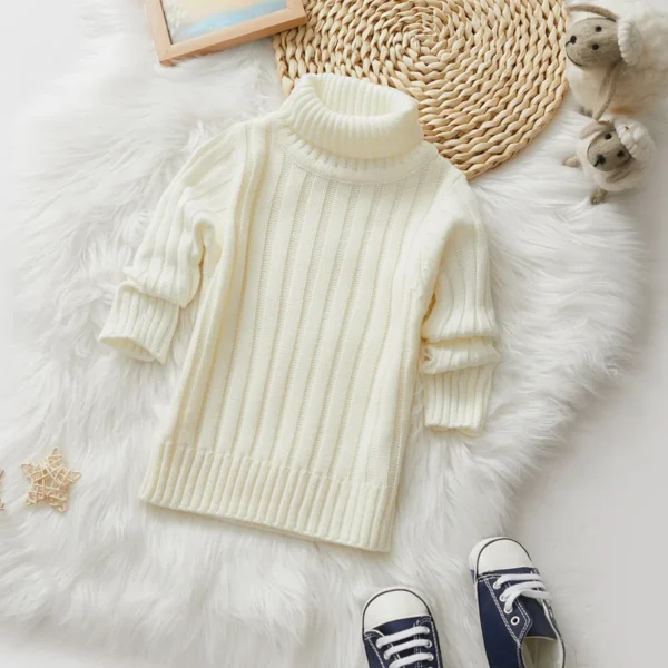 Toddler GirlBoy Turtleneck Ribbed Knit Sweater