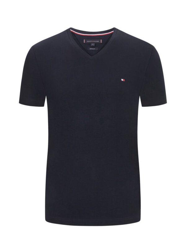 Tommy Hilfiger T Shirt mit Stretchanteil und V Ausschnitt Extra Slim Fit