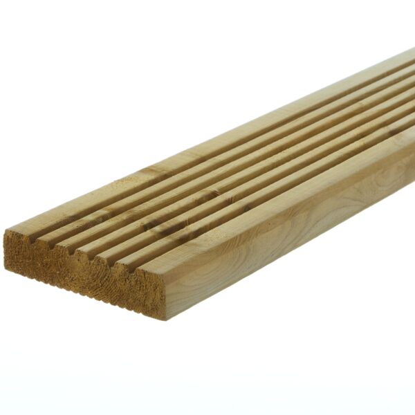 Treated Reeded Softwood Decking 32 x 125mm finished size 28 x 120mm