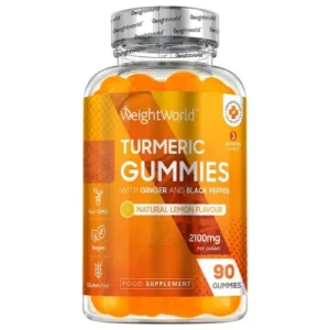 Turmeric Gummies 2100mg 90 Gummies 3 Months Supply Lemon Flavour with Ginger Black Pepper