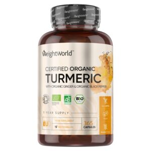 Turmeric with Ginger Black Pepper 505 mg 365 high strength Capsules Organic Curcumin Supplement For Healthy Joints Skin