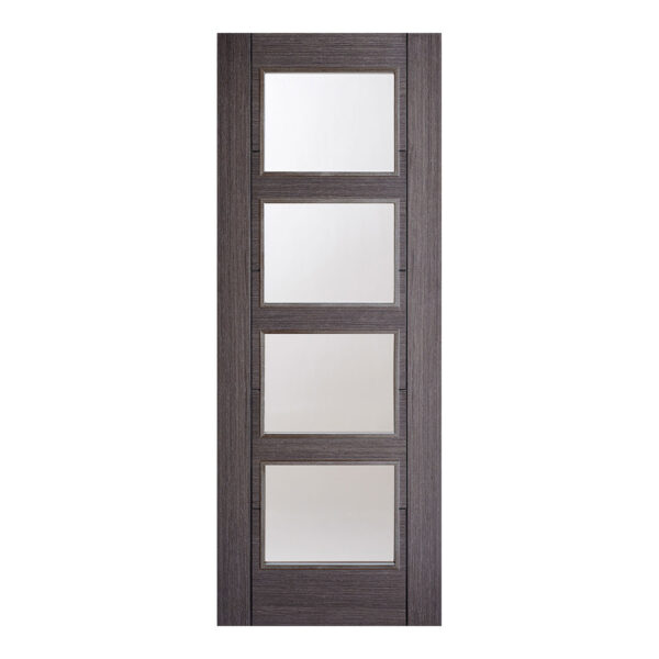 Vancouver 4L Pre Finished Ash Grey Internal Door 4 Light With Clear Glass