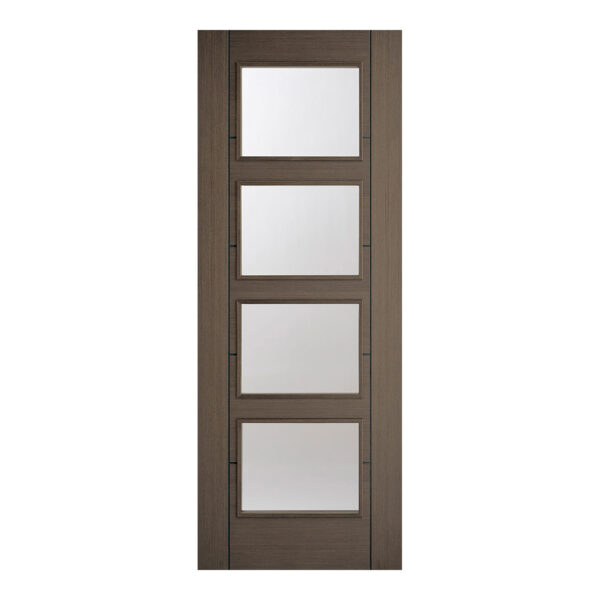 Vancouver 4L Pre Finished Chocolate Grey Internal Door 4 Light With Clear Glass