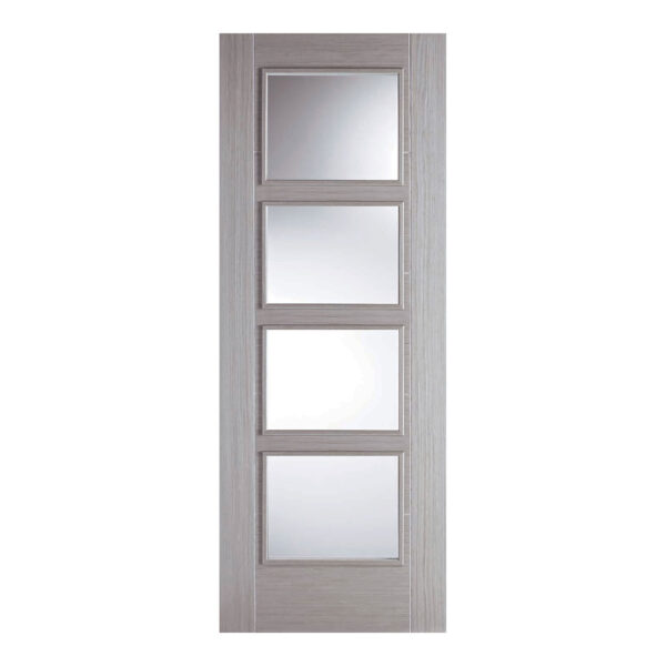 Vancouver 4L Pre Finished Light Grey Internal Door 4 Lights With Clear Glass