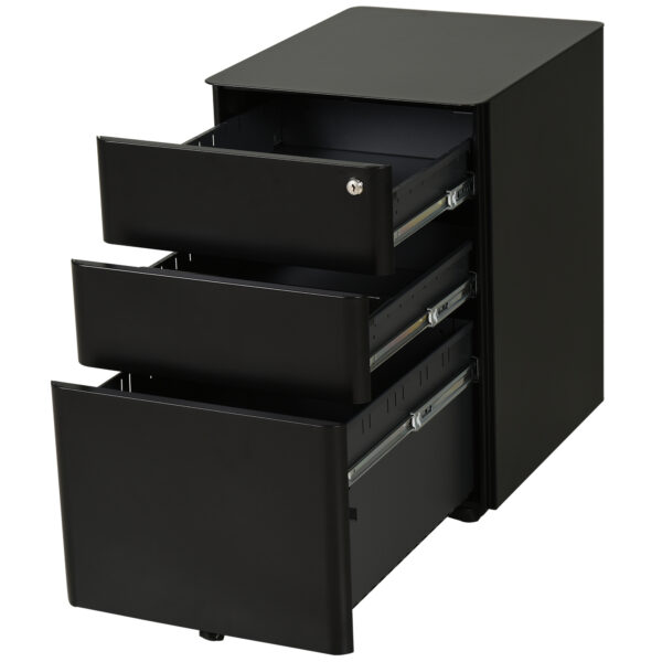 Vinsetto File Cabinet 3 Drawer Lockable for LetterLegalA4 Steel Office Storage with Wheels Black Aosom UK