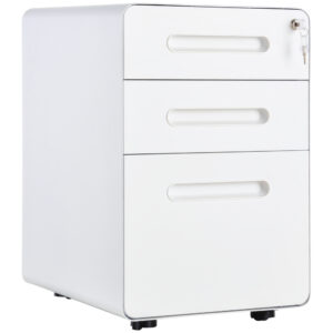 Vinsetto Fully Assembled 3 Drawer Mobile File Cabinet Lockable All Metal Rolling Vertical File Cabinet White Aosom UK