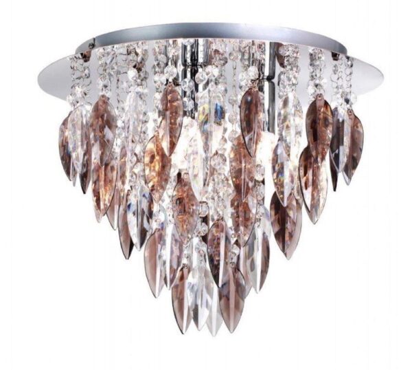 Willazzo 3 Light Flush Ceiling Fitting In Chrome With Smoked Droplets