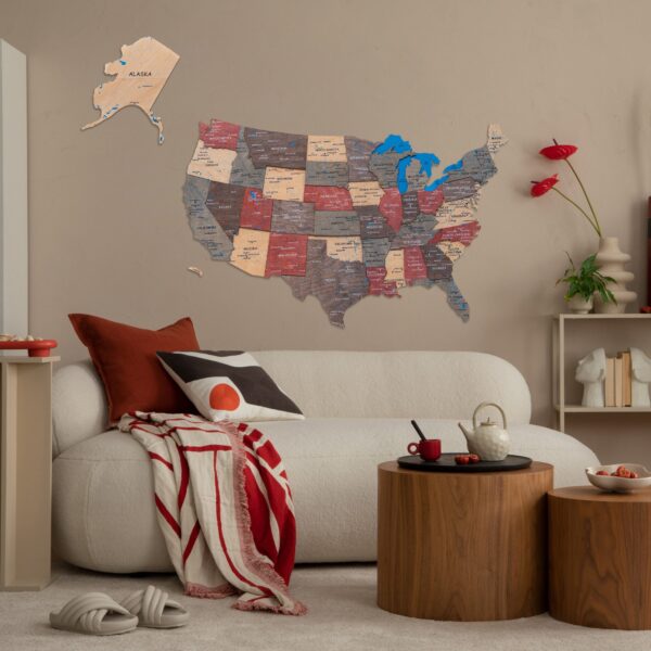 Wooden 3d Map of USA Fusion