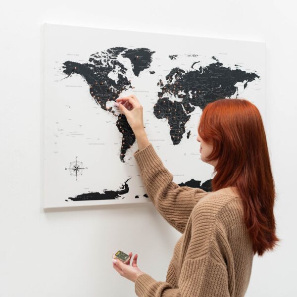 World Map on Canvas Onyx