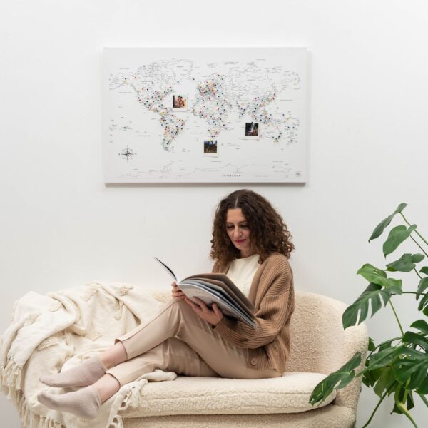 World Map on Canvas White