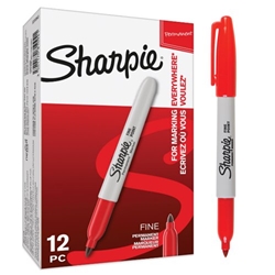 Sanford Sharpie Permanent 1mm Red Marker Pen Pack 12 S0810940